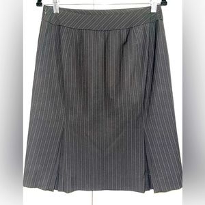 Ann Taylor LOFT Pinstripe Pencil Skirt Back Hem Pleats Detail